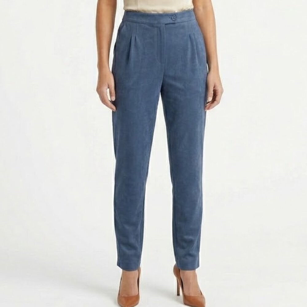 Faux Suede Pants - Demin Blue